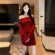 [Красный [Наряд для важных случаев/Комплект зимних нарядов/Цельное платье/Ежегодная вечеринка/Юбка с пальто/Суперпопулярный/Miu miu Spirit/Слегка толстоватая талия/Новогодний воин 𢧐халат/Новый китайский стиль/Год птицы]