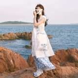 Белое летнее платье, длинная юбка, французский стиль, изысканный стиль, подходит для подростков