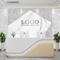 Company Front Desk Background Wall Design Beauty House Bamboo Wood Fiber Integrated Wall Panel Carbon Crystal Panel Background Painting wall panel