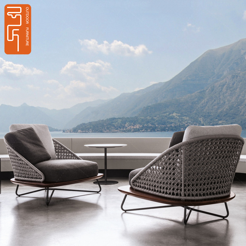 Outdoor sofa garden Nordic rattan leisure rattan chair coffee table outdoor terrace pineapple grid wood sofa sun protection and waterproof