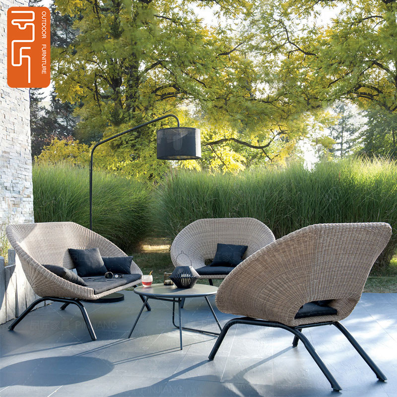 Outdoor rattan chair sofa combination Nordic garden terrace rattan sofa outdoor soft woven sofa waterproof rattan chair