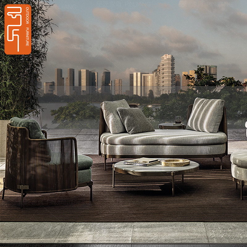 Sales Department Rattan Outdoor Rattan Sofa Waterproof Sunscreen Garden Terrace Garden Furniture Soft Rattan Chair Sofa Combination