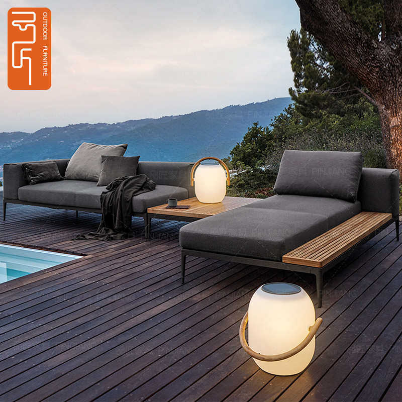 Outdoor rattan open-air sofa combination waterproof sunscreen homestay garden teak Nordic outdoor rattan chair sofa furniture