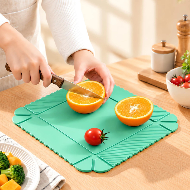 When Unfolded, It Becomes a Small Cutting Board! Multifunctional Heat-Insulating Placemat, Casserole Anti-Scalding, High-Temperature Resistant, Foldable, Magnetic Silicone Mat