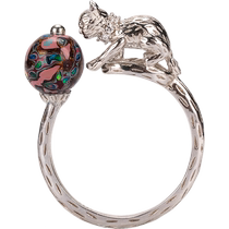 donguan dongguan lacquer ring lacquerware cat jewelry ring complex high-end new Chinese style light luxury elegant silk