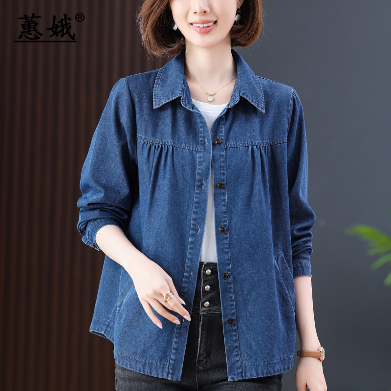Casual Denim Shirt Jacket for Women, Spring and Autumn Thin Style, 2026 New Model, Middle-Aged Mom Style, Short Jacket, Denim Clothing Casual Denim Shirt Jacket for Women, Spring and Autumn Thin Style, 2026 New Model, Middle-Aged Mom Style, Short Jacket, Denim Clothing