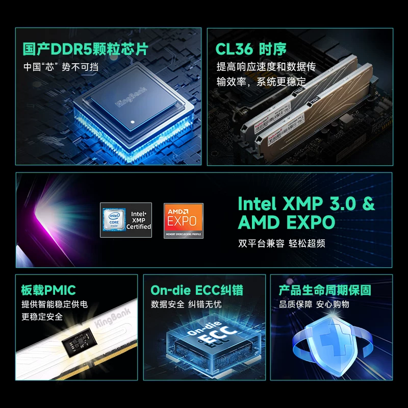 Jinbaida 32GB (16GX2) набор DDR5 6000 настольная память палочка внутр DDR5 частиц Silver Jue C36
