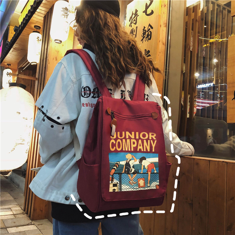 Tide Card Champion Bag Women's Double Shoulder Bag Women 22 Years New School Bag Female College Student Junior High School Student Computer Bag Tide