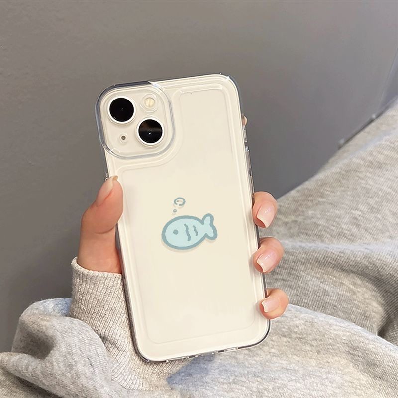 Little Cat Wants Little Fish Is Suitable for Apple iPhone 17/16 Phone Case, 14 Soft, 13 Applicable, Creative 12 Promax Case, 11 Simple Transparent Couple Style