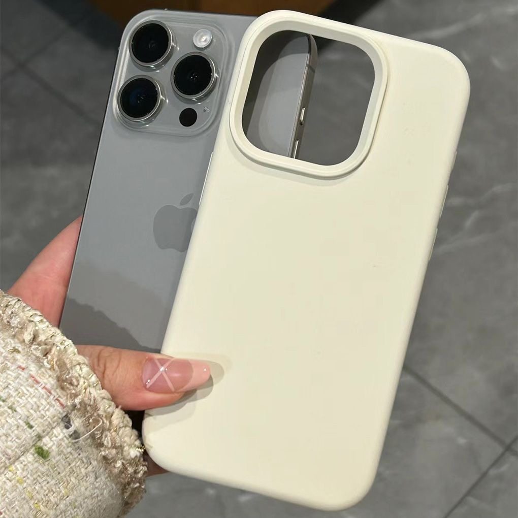 Dopamine Solid Color Liquid Silicone Is Suitable for Apple 17/16/15 Large Hole 14 Simple 13 Promax Phone Case 12 Soft Case Anti-Drop