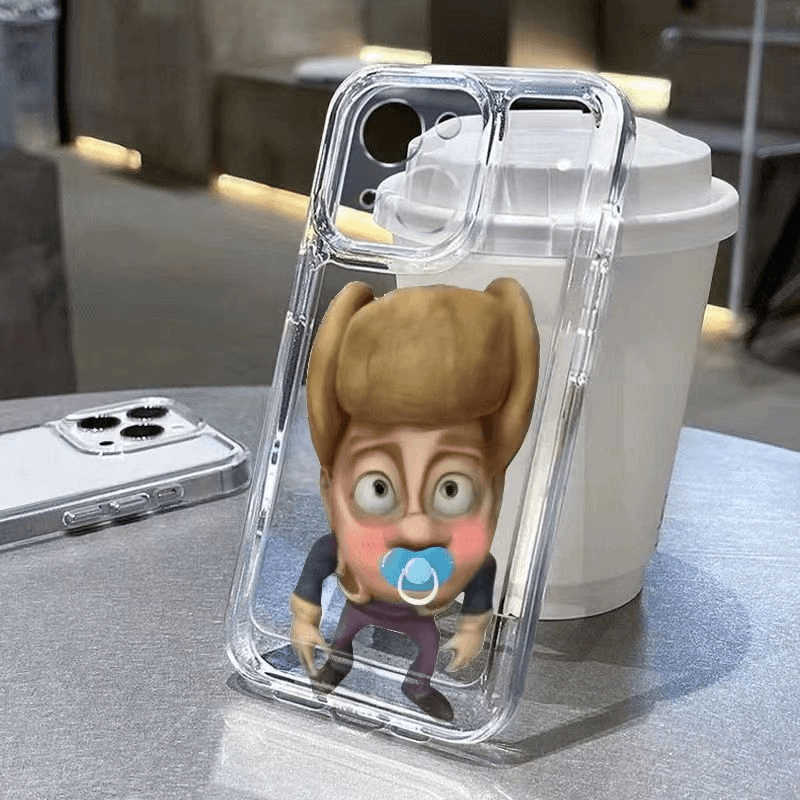 Funny Pacifier Bald Roommate Best Friend Phone Case Suitable for Apple 17/16 Pro Max Phone Case iPhone 15 New Model Apple 14/13/12 High Transparency