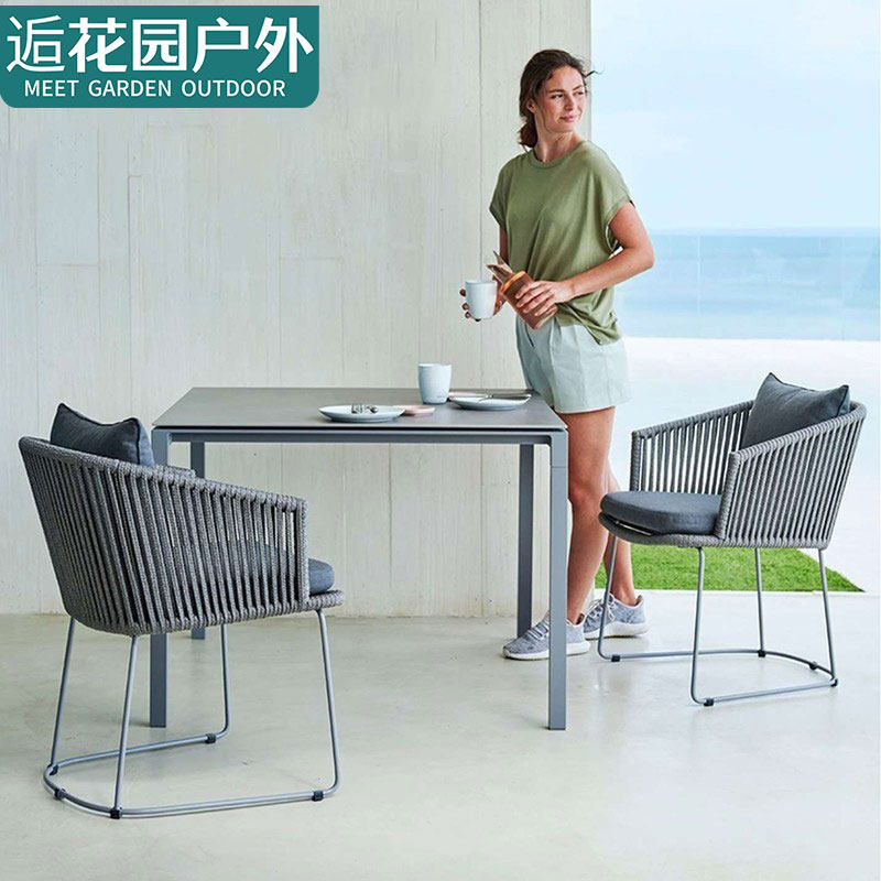 Balcony table and chair tea table villa courtyard open-air hotel furniture leisure outdoor dining table and chair combination rattan chair three-piece set