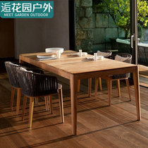 Outdoor teak rattan choreography table and chairs garden terrace casual balcony outdoor café designer chairs combined bar table