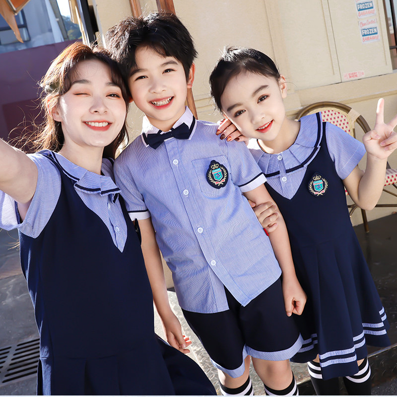 Kindergarten uniforms summer suits new girls dress safety pants children's performance class uniforms primary school uniforms
