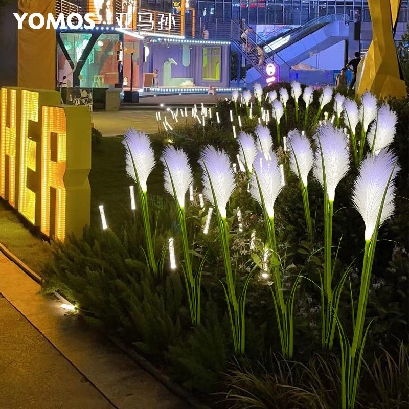 led fiber optic reed lamp park scenic area lighting project landscape lamp outdoor waterproof solar plug-in lawn lamp