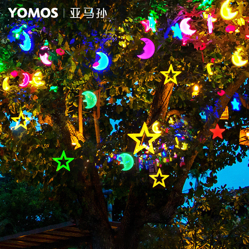 Hanging tree landscape lights outdoor park street trees lighting luminous moon star lights flashing lights string full of stars