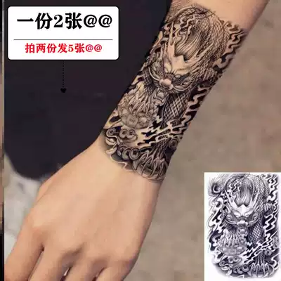 Color fire unicorn Pixiu tattoo stickers waterproof men and women sweat-proof long-lasting wear-resistant flower arm half-arm dragon totem simulation thorns