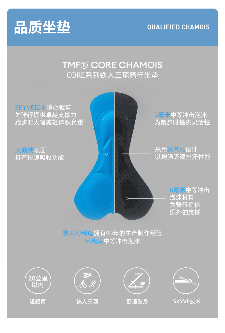 Езда штаны 2xu core系列铁人三项男速干专业透气骑行短裤铁三服速干紧身裤