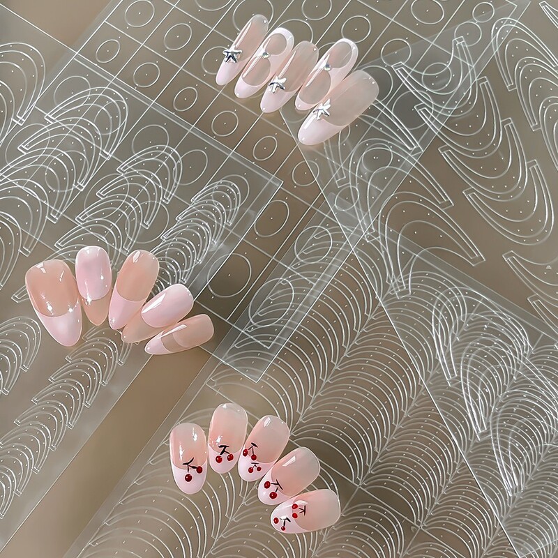[Recommended by Teacher Ju Zi] French-Style Transparent Spray-Painted Nail Stickers with Adhesive Backing, Simple and Versatile Nail Stickers