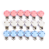 10Pcs Lot 3 Colors round Wood Pacifier Clip Baby Teether Be