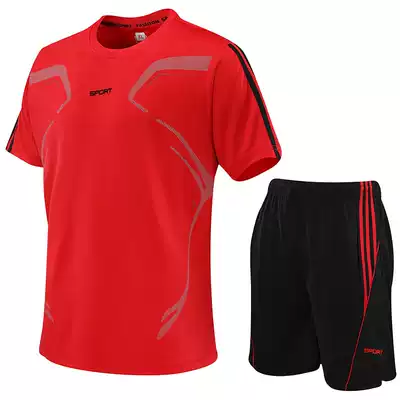 Sports suit men's short-sleeved shorts quick-drying breathable fitness suit summer badminton thin sweat-absorbing breathable running suit