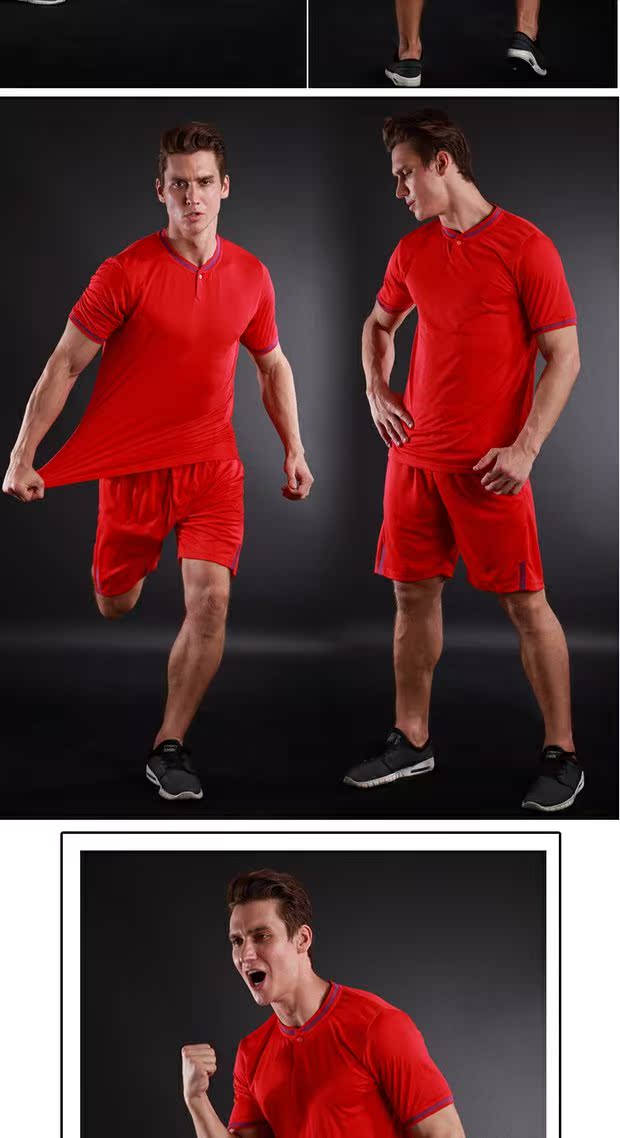 Quần áo thể thao nam mùa hè mỏng chạy thể dục quần áo ngắn tay năm điểm quần short nhanh khô quần áo thể thao mùa hè - Thể thao sau mẫu áo thể thao đẹp