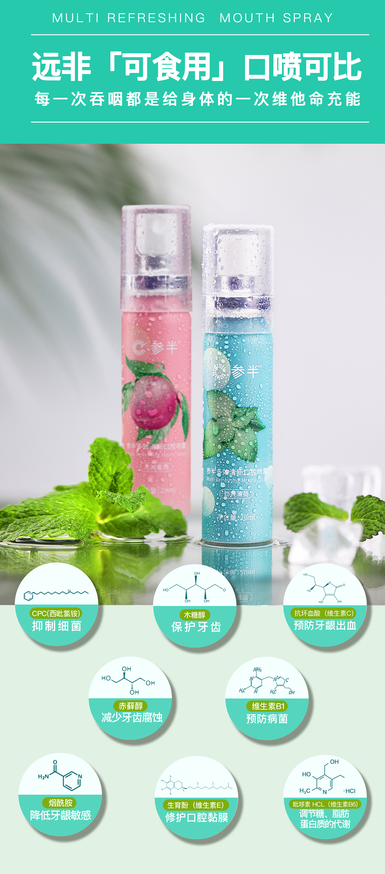 参半 口气喷雾沁润蜜桃20ml 图3