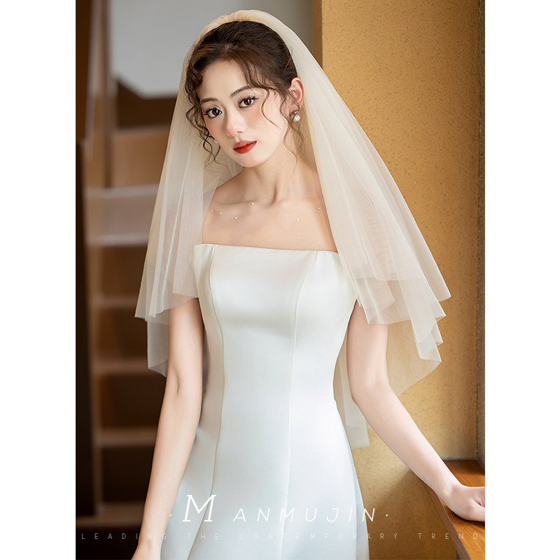 2024新娘必备🌟香槟色简约头纱👗-头纱-淘宝好物网