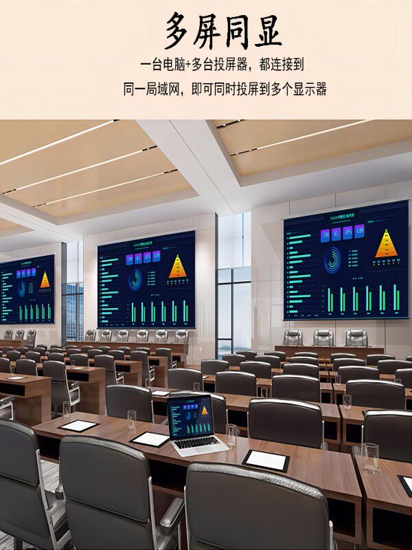 Qiji Wireless Screen Projector Mobile Phone Wireless Connection to Monitor Computer HDMI High-Definition Transmission 4K Conference Projector