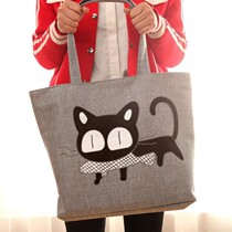 Large canvas bag with zippered female shoulder bag mommy shopping bag healthy carrying bag student schoolbag