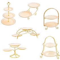 Eurostyle Fruit Shelf Desktop Ceramic Triple Layer Fruit Tray Creative Dessert Table Cake Rack Lower Afternoon Tea Snack Fruit Tray Rack