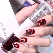 Net Red New Bicolor Nail Polish Free Baking Quick Dry Starry Sky Bright Sheet Popcorn Meme Girl Explicit White Nail Polish Suit