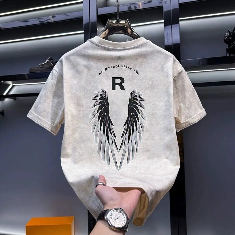 Новинка 2025 года, трендовая футболка с короткими рукавами tie-dye distressed, мужские европейские товары, бренд slim tide, летняя мужская футболка