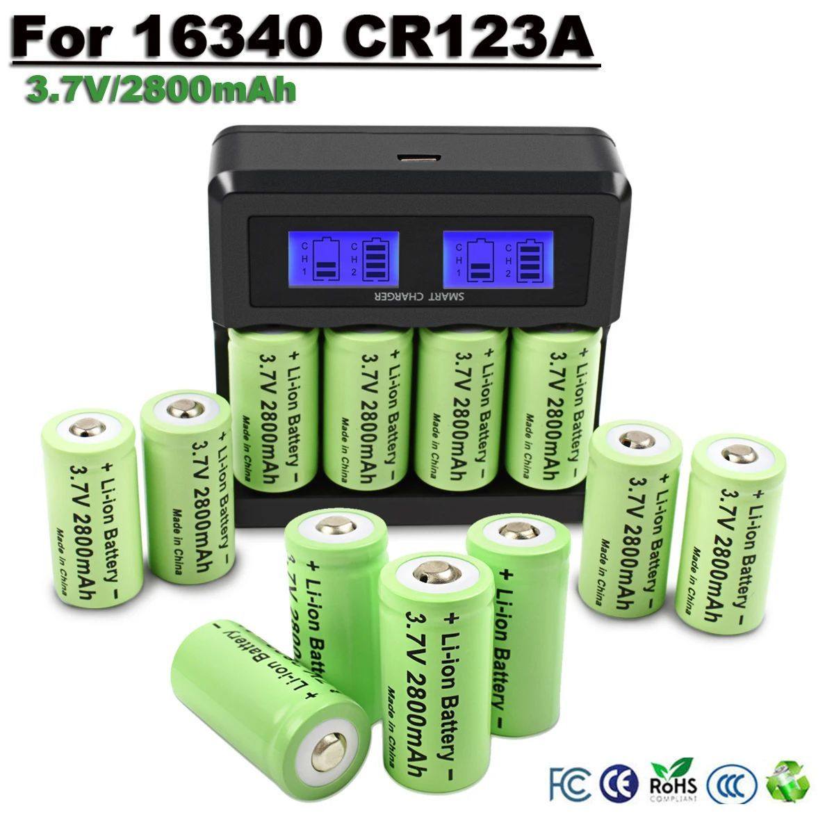 2800mAh 16340 Battery 3.7V Rechargeable Battery 4Pcs CR123A评价- 淘宝网