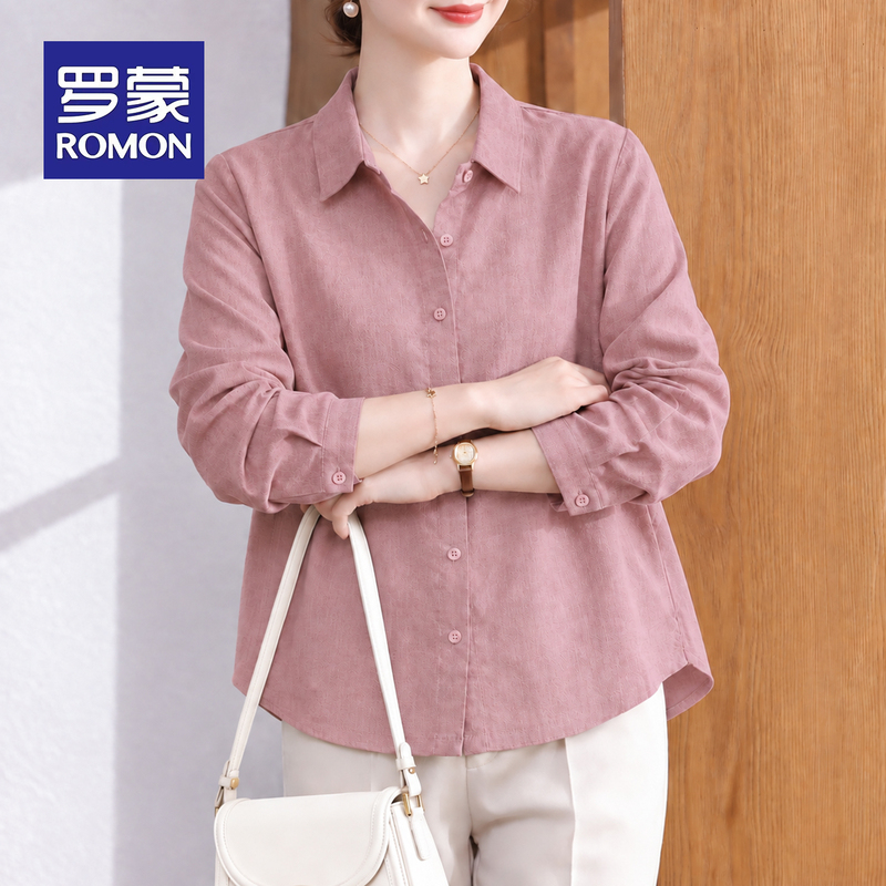 Romon Brand-Name Large-Size Long-Sleeved Linen Shirt for Women, Autumn 2026 New High-End Light Luxury Casual Loose Shirt Romon Brand-Name Large-Size Long-Sleeved Linen Shirt for Women, Autumn 2026 New High-End Light Luxury Casual Loose Shirt