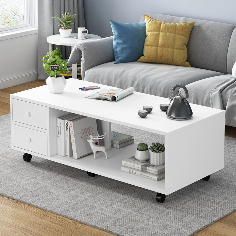 Removable tea table with wheel tea table table small family style living room minimalist modern creative versatile home Nordic style