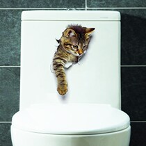 Ins bathroom creative removable toilet stickers waterproof funny cute cat self-adhesive toilet decoration