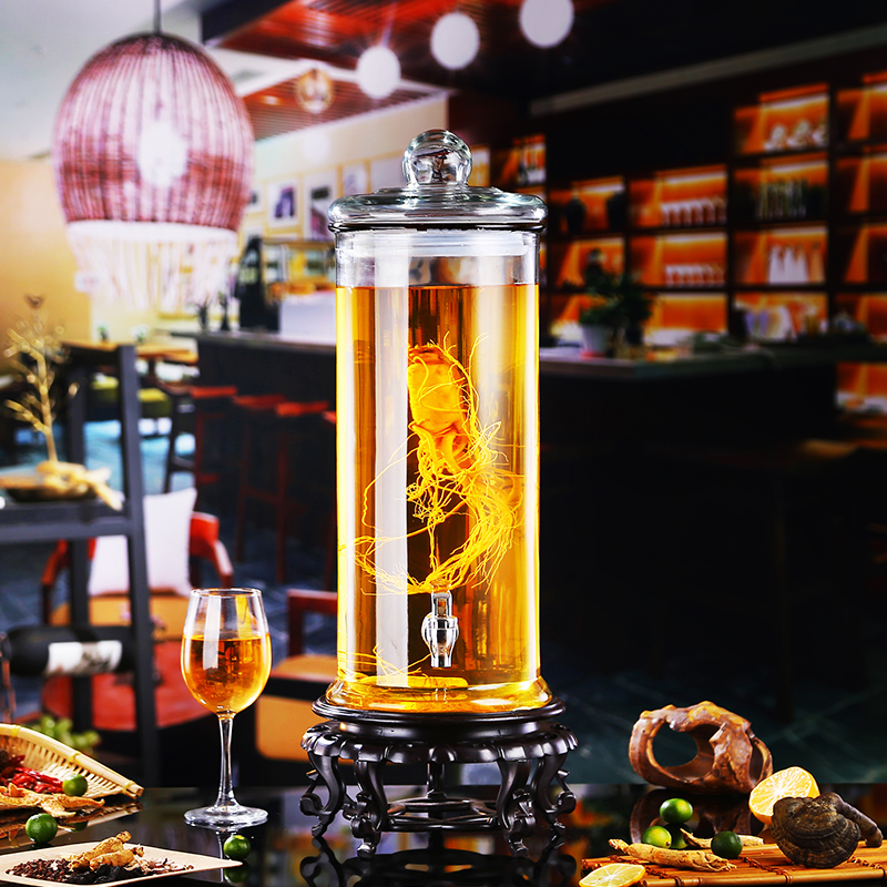 Sparkling wine glass bottle with faucet 10kg high-grade household wine bottle thickened sealed wine jar container