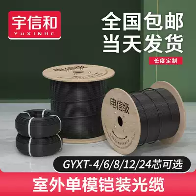 Outdoor optical cable 4-core optical fiber cable 6-core 8-core 12-core 24-core armored optical cable GYXTW plus armor optical cable telecom grade single-mode outdoor optical cable four-core optical fiber cable