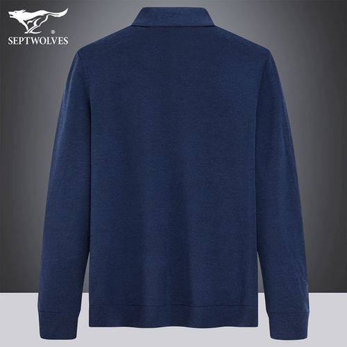 Septwolves, мужской шерстяной демисезонный свитер, удерживающая тепло универсальная цветная футболка polo для отдыха, круглый воротник