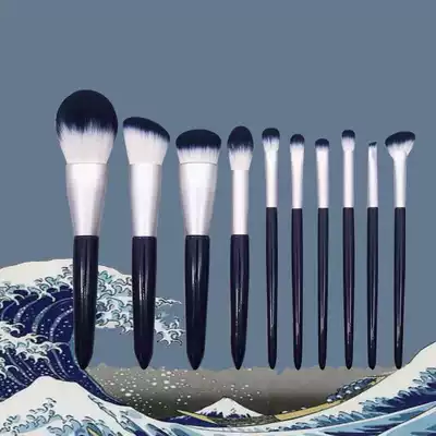 Landis makeup brush set for beginners A full set of soft hair blue portable loose powder brush eye shadow refresh hand beauty tools