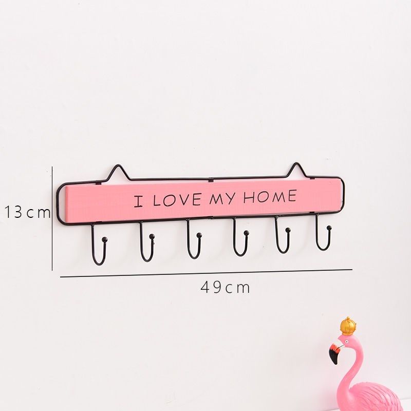 Door key storage hanger bedroom living room simple solid wood coat rack clothes hook hanger wall free hit