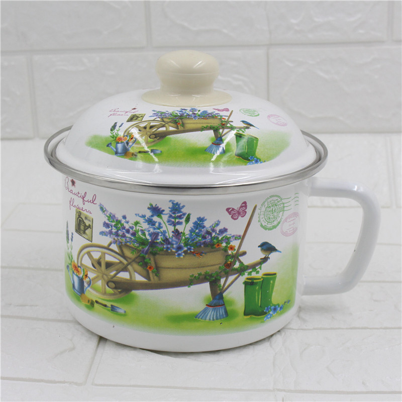 Dry meals Private bowls old fashioned bowls not bronzed with old enamel handle Boiled Noodles Bowl with lid thickened Dormitory Students