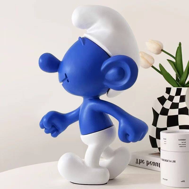卡通创意网红蓝精灵桌面摆件树脂+电镀装饰品玄关摆件乔迁礼物