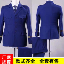 New blue spring and autumn uniform work suit winter uniform long-sleeved jacket and trousers