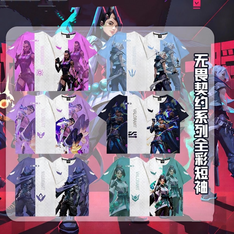 Valorant Game Merchandise Short-Sleeve T-Shirt, Jett, Viper, and Other Character Apparel