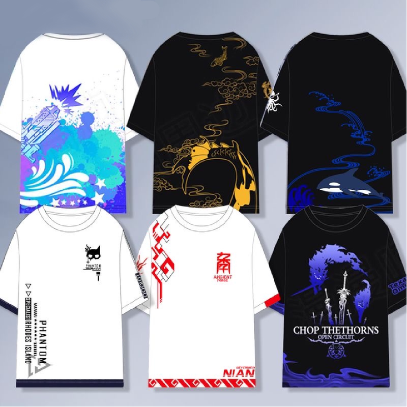 Arknights Merchandise Clothing Su Yue W Xinyu Leng Scatid Texas Impression Summer Short-Sleeved Men's T-Shirt