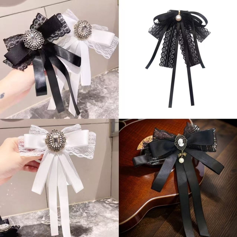 Lace Bow Tie Accessory, Small Chanel-Style Collar Flower Pin, Collar Decoration, Jk Collar Flower, High-End, Youthful and Beautiful
