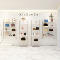 Womens clothing store bag rack wall-mounted metal display rack shoe shop shoe rack upper wall stainless steel display running water table shelf