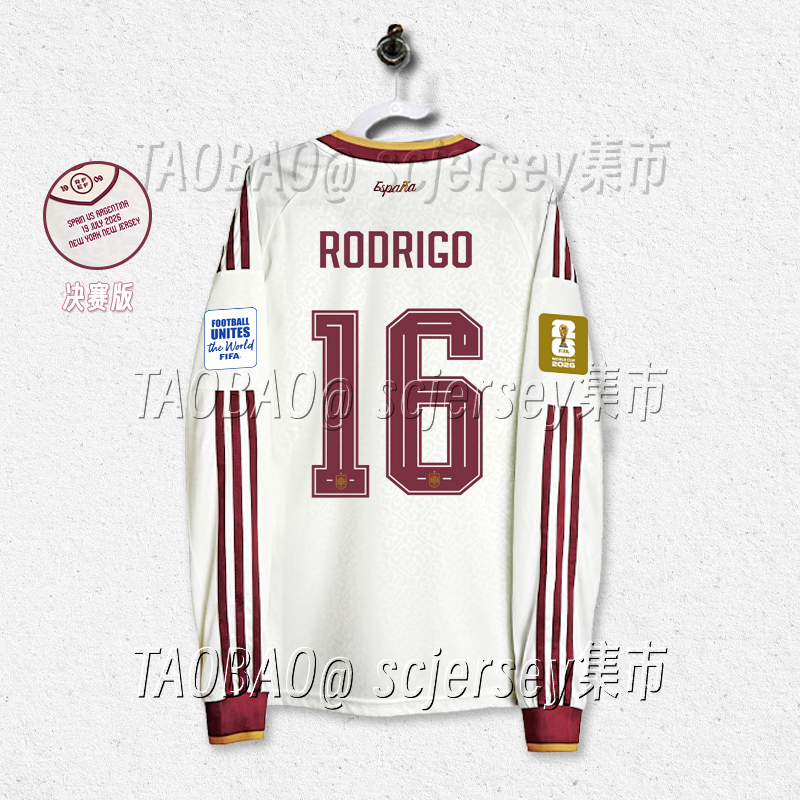 2026 Spain Away Long-Sleeve Jersey Pedri Rodri Yamal Olmo Ramos Jersey Final
